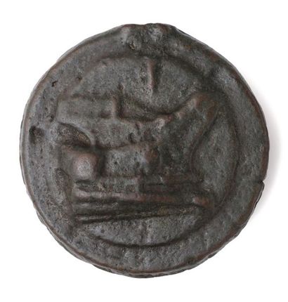 null République romaine (225 - 217 av J.-C). Aes grave. 265 g

Tête barbue de Janus....