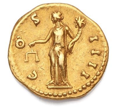 null ANTONIN Le PIEUX (138 - 161). Auréus 7.21 g. Rome (148 - 149). 

His naked bust...