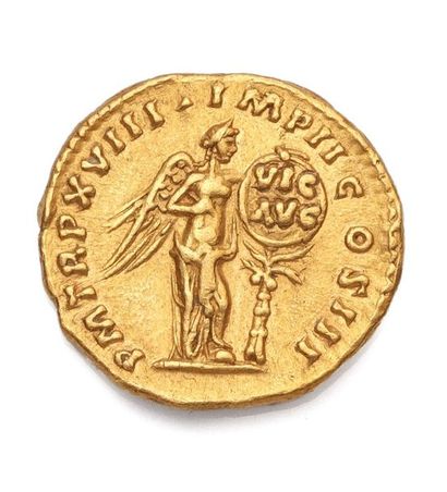 null MARC AURÈLE (161 - 180). Auréus. 7,33 g. Rome (164).

Son buste lauré, drapé...