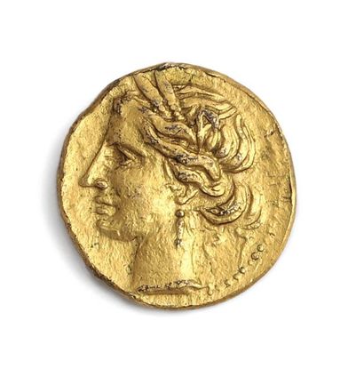 null ZEUGITANE: Carthage. Quarter statue of gold. (circa 220 BC). 1.91 g.
Tanit's...