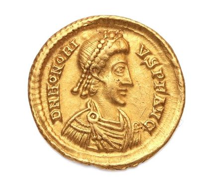 null HONORIUS (393 - 423). Solidus. Ravenna.

Its bust diademed and draped on the...