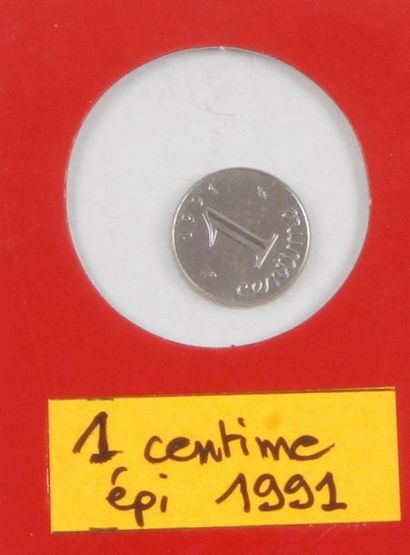 null Vth REPUBLIC
Centime. Epi. 1991. G. 91.
Joint Piéfort 50 Francs argent type...