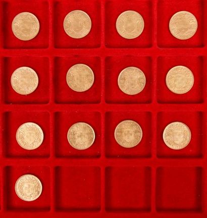 null 13 pièces de 20 Francs suisse en or. Type Helvetia. L 1935 B