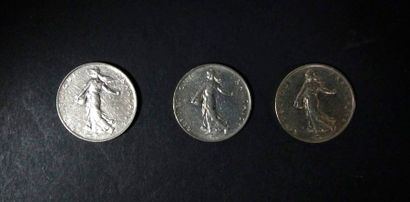 null Lot de 31 pièces de 1 Francs en argent. Type semeuse.1915 (2) - 1916 (6) - 1917...