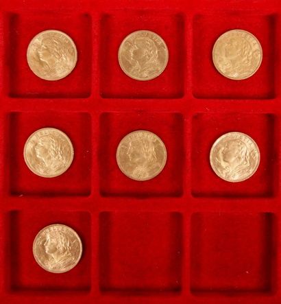 null 7 pièces de 20 Francs suisse en or. Type Helvetia. 1912 - 1914 - 1918 - 1935...