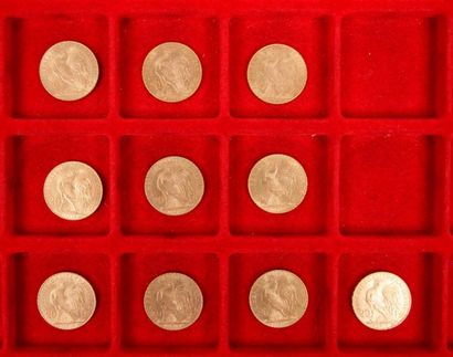 null 10 pièces de 20 Francs en or. Type Coq.
1906 - 1910 - 1913 - 1914 (7)