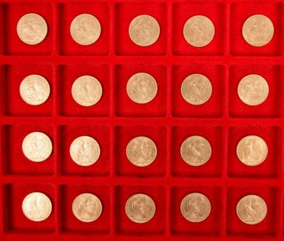 null 20 pièces de 20 Francs en or. Type Coq. 
1906 (2) - 1907 (2) - 1908 - 1909 -...