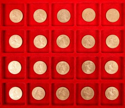 null 20 pièces de 20 Francs en or. Type Coq. 
1910 (5) - 1911 (3) - 1912 (2) - 1913...