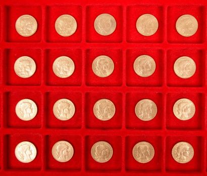 null 20 pièces de 20 Francs en or. Type Coq. 
1910 (5) - 1911 (3) - 1912 (2) - 1913...