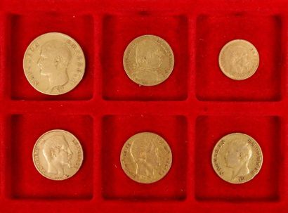 null 6 French gold coins: 
- 40 Francs in gold. Type Napoleon 1er Non
 Lauré - 1806...