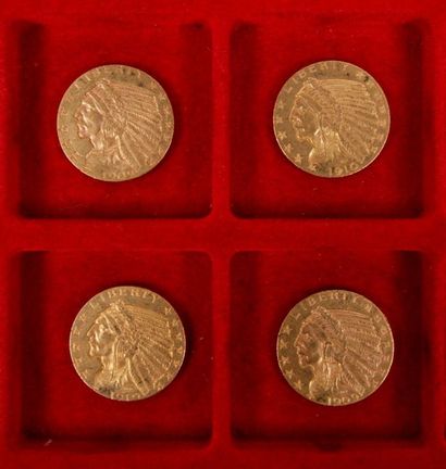 null 4 pieces of $5 gold. Type Indian head. 1909 (2) - 1910 (2).