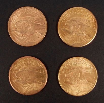 null 4 pieces of $20 gold. Saint Gaudens type. 1922 - 1925 - 1927 (2)