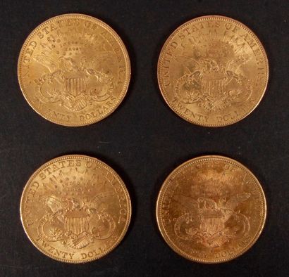 null 4 pieces of $20 gold. Type Liberty. 1884 S - 1904 (2) - 1907