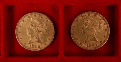 null 2 gold coins of 10 Dollars.in Liberty type. 1881 - 1895
