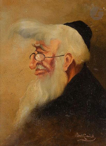 null J. BUTKIEWICH (XIXe-XXe siècle) 
Portraits d’hommes juifs 
2 huiles sur panneau....