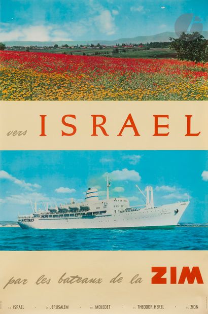 [AFFICHE - ISRAËL] 
Vers ISRAËL par les bateaux...
