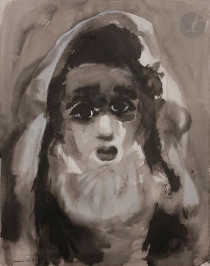 null *MANE-KATZ (1894-1962) 
The Rabbi 
Ink, ink wash and gouache highlights. 
Signed...