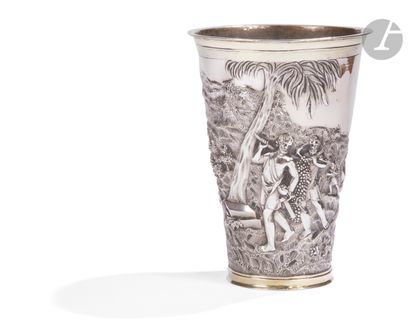 Large goblet with 
silver
biblical decoration...