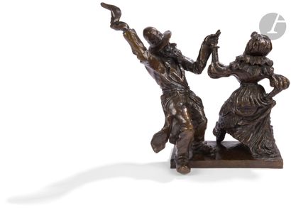 null *Issachar Ber RYBACK (1897-1935) 
Danse au Shtetl 
Épreuve en bronze à patine...