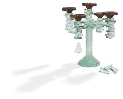 null MARCOVILLE [French] (born 1939) 
Candlestick with four arms and five bobbins...