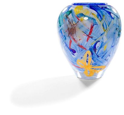 null Jean-Claude NOVARO [français] (1943-2014)
Vase en verre soufflé à décor peint...