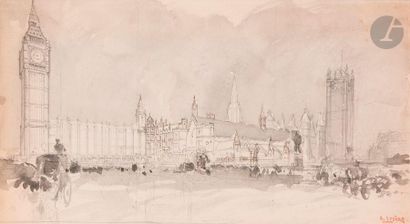 null Auguste Lepère (1849-1918)
Westminster, Londres. Dessin, lavis d’encre de Chine...