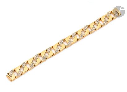 null GEORGES LENFANT (attributed to
)Reversible bracelet in 18K (750) gold, articulated...