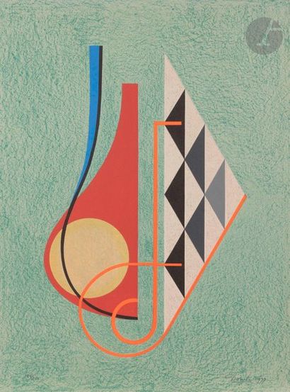null César Domela (néerlandais, 1900-1992)
Composition, 1977
Lithographie en couleurs....