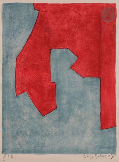null Serge Poliakoff (1900-1969)Composition red and blue, 1965Colour lithograph....