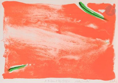 null Olivier Debré (1920-1999)Signe-paysage, 1984Lithograph
in
colours (orange background).
...