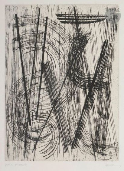 null Hans Hartung (1904-1989)G 15, 1953Strength water and aquatint.
Proof on vellum,...
