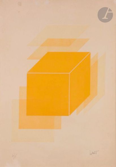 null Sol LeWitt (américain, 1928-2007)
Cube orange 
Sérigraphie sur plaques découpées...