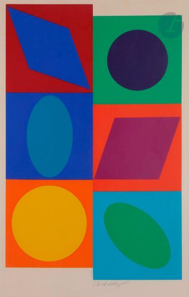 null Victor Vasarely (1906-1997)Geometrical compositionScreen printing in colours....