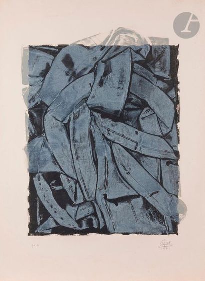 null César (César Baldaccini, known as) (1921-1998)
Compression of
tires, 1971Monotype

in

blue...