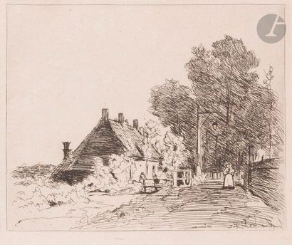 null Johan Barthold Jongkind (1819-1891) 
La Nourrice. 1862. Eau-forte. 215 x 177....