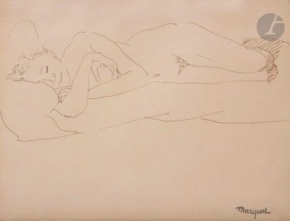 null Albert MARQUET (1875-1947
)Naked asleepInk
.
Carries the stamp of the workshop...