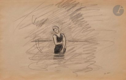 null Albert MARQUET (1875-1947)
Femme au bain
Mine de plomb.
Monogrammée en bas à...