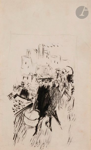 null Pierre BONNARD (1867-1947)
Trottins dans la rue
Encre de Chine.
Non signée.
25...