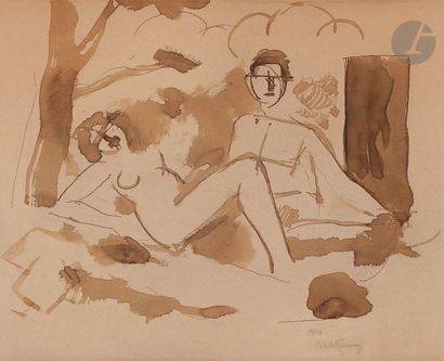 null Roger de LA FRESNAYE (1885-1925
)Le Couple sous l'arbre, 1914Ink
and ink wash.
Signed...