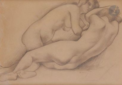 null André LHOTE (1885-1962
)Les Deux amies, circa 1920Lead mine
and fading.
Signed...