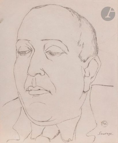 null Léopold SURVAGE (1879-1968)
Portrait d’homme
Crayon noir.
Signé en bas à droite.
Porte...