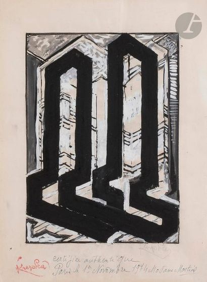 null František KUPKA (1871-1957
)Study for Four Stories of White and Black, 1925-26Gouache
and...