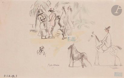 null J. Pincas dit PASCIN (1885-1930
)Étude de personnages, 1915Ink
and watercolour.
Bears...