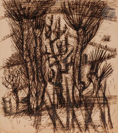 null Jean BAZAINE (1904-2001
)Willows and pear trees, 1940Ink
.
Signed and dated...