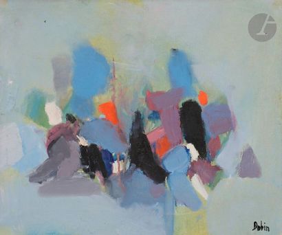 null Denise DOBIN (1916-2010)
Composition, vers 1969
Huile sur toile.
Porte le timbre...