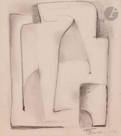 null Marcel FIORINI (1922-2008)
Composition, 1950
Crayon.
Signée et datée en bas...