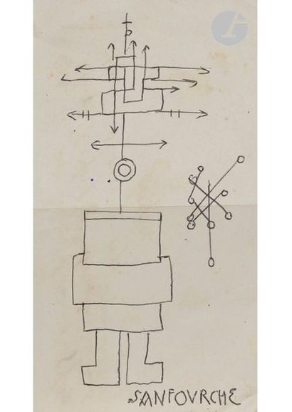 null Jean-Joseph SANFOURCHE (1929-2010
)Characters signs - Composition3
inks.
Signed.
31.5...