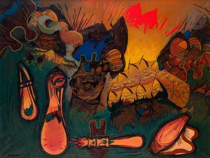 null Francisco NIEVA [espagnol] (1924-2016)
Composition, 1954
Huile sur toile.
Signée...
