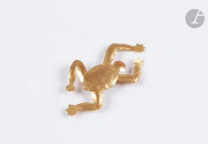 null VAN DER STRAETEN. Gilded metal brooch representing a frog. Signed. Length :...