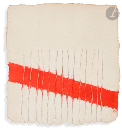 null Anne-Marie MILLIOT (1977-1985
)Large red canvas prints
, 1981Ambert
paper,
torn...